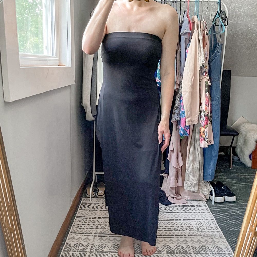 Zara W&B Collection Strapless Midi Dress Black S - Picture 8 of 8